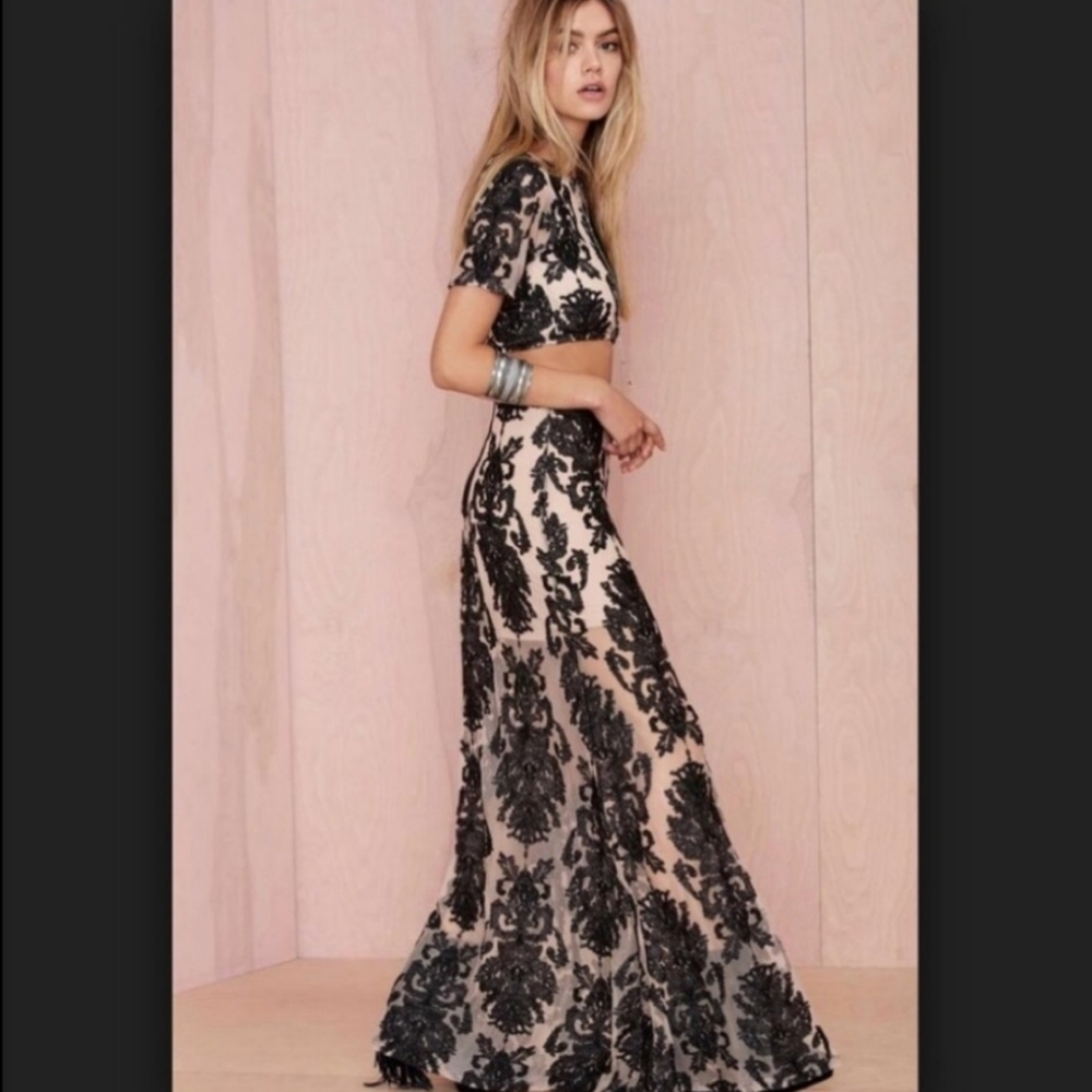 For Love And Lemons Black and Cream Prom Dress